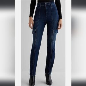 Express 90's Slim Super High Rise Cargo Pocket Jeans Size 4